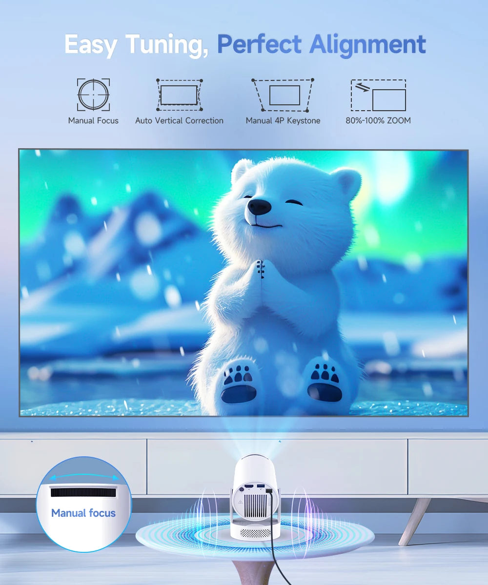 Proyector para exteriores Magcubic HY300 Pro+ 8K, 8000 lúmenes, Android 14, WiFi 6, BT 5.4, portátil, altavoz HiFi de 5 W, HD 720p