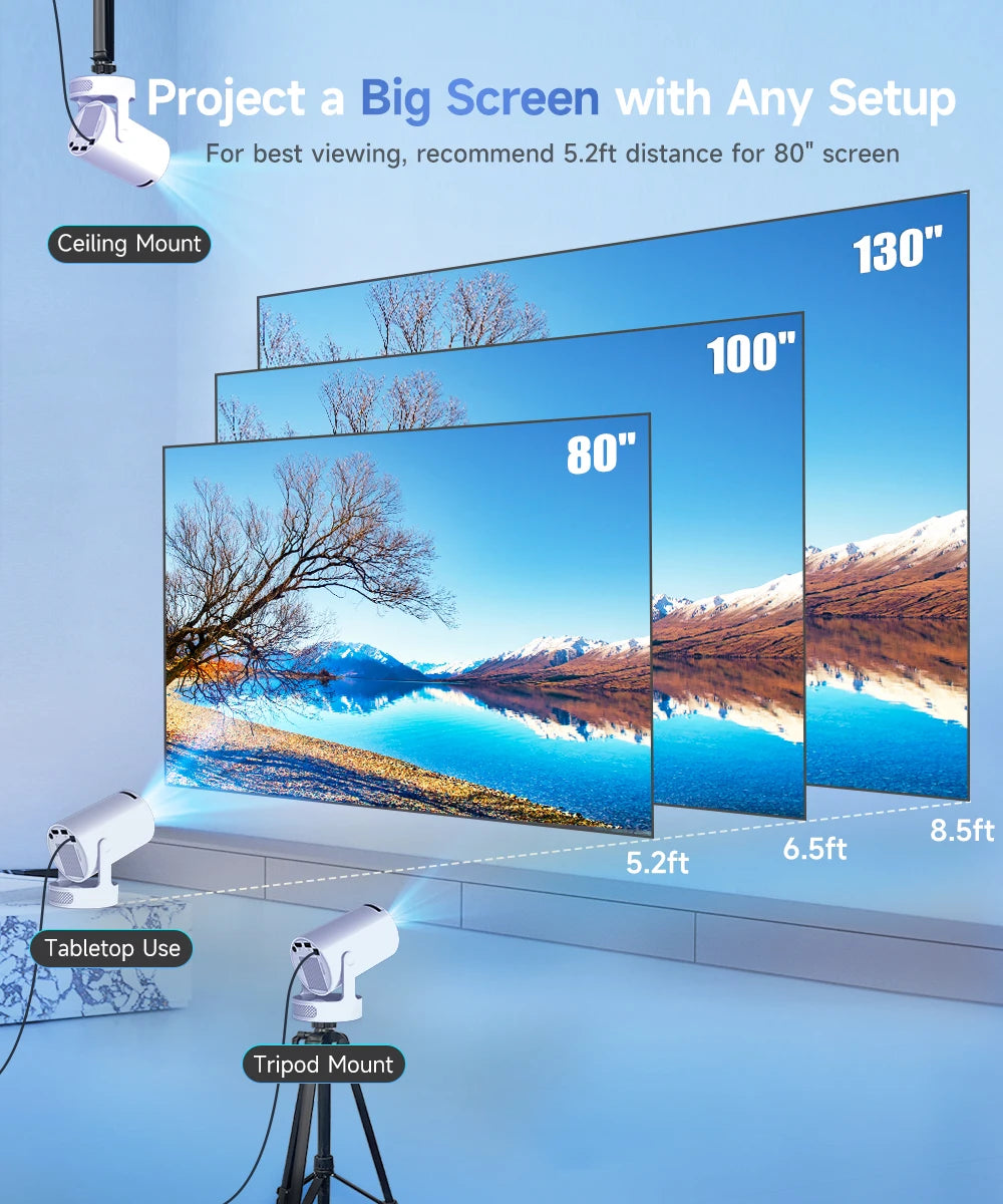 Proyector para exteriores Magcubic HY300 Pro+ 8K, 8000 lúmenes, Android 14, WiFi 6, BT 5.4, portátil, altavoz HiFi de 5 W, HD 720p
