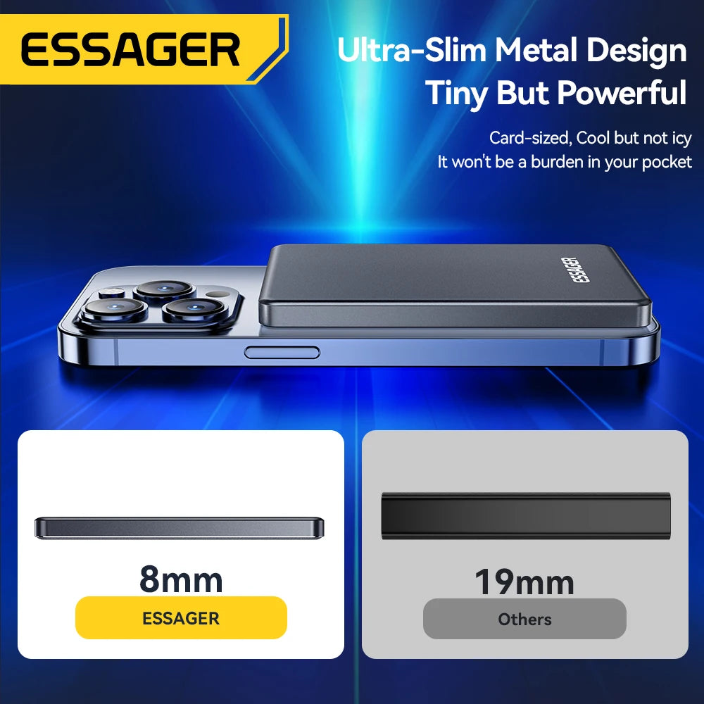 Power Bank Essager magnético inalámbrico ultrafino de 20 W y 5000 mAh – Batería externa