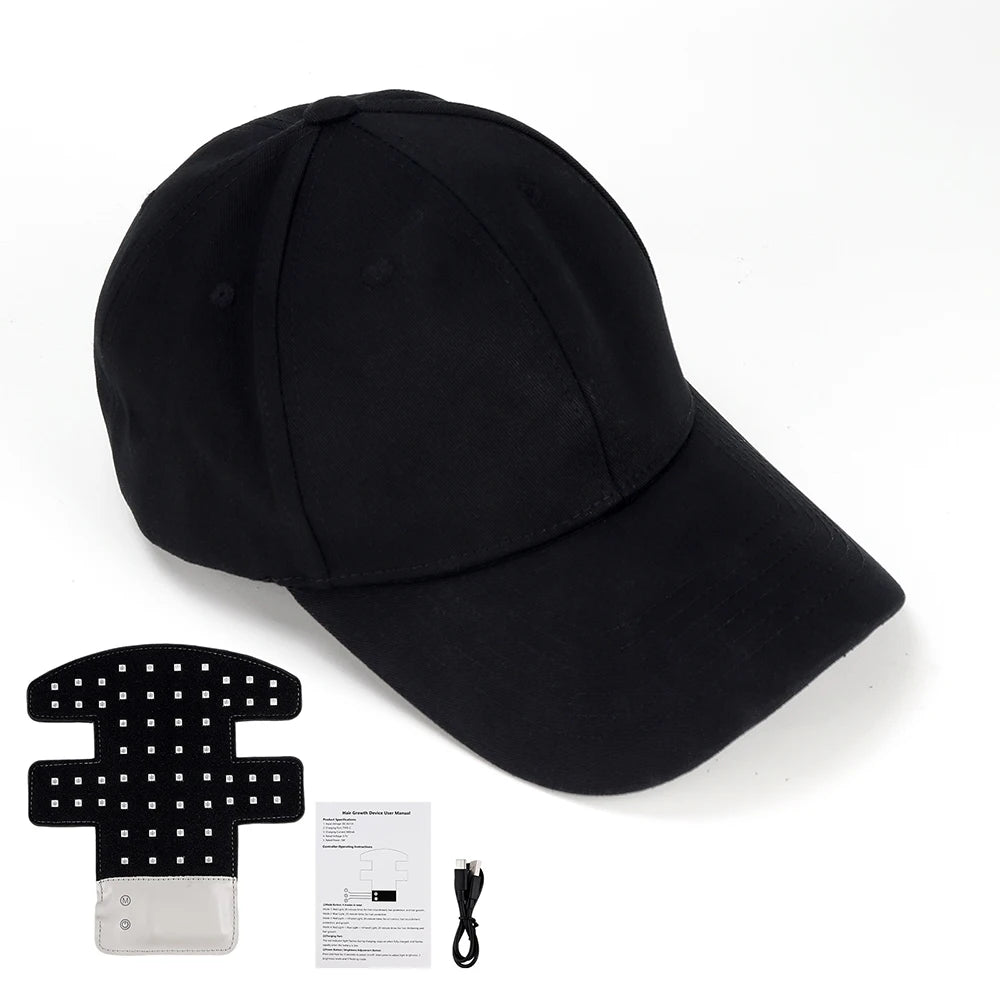 Gorro LED para cuidado capilar con 56 LED, luz roja, azul e infrarroja, recargable