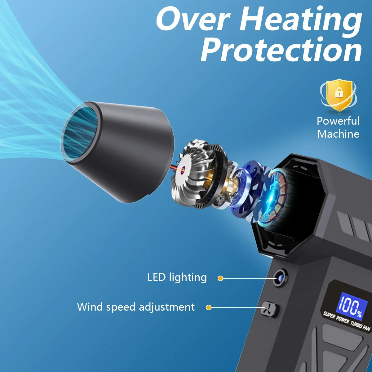 Soplador de aire eléctrico inalámbrico de alta velocidad con motor sin escobillas