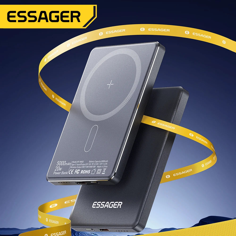 Power Bank Essager magnético inalámbrico ultrafino de 20 W y 5000 mAh – Batería externa